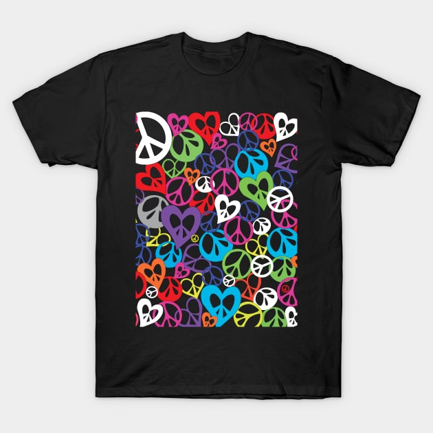 Round and Heart Shaped Peace Signs. T-Shirt by crazytshirtstore